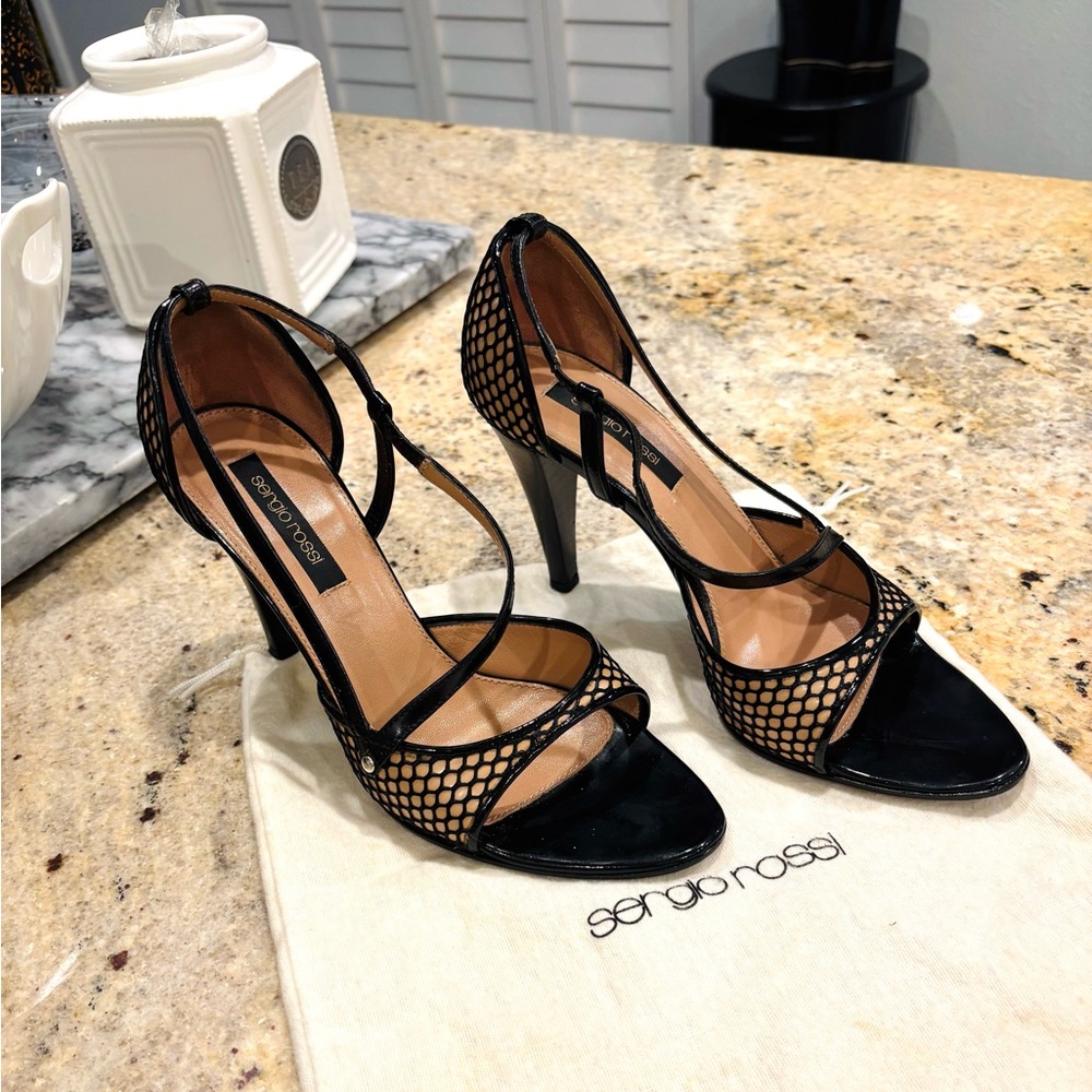 Sergio Rossi Black Mesh Heels